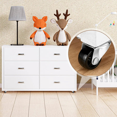 Heavy Duty 24 Piece One Inch Swivel Caster Wheels With 360 Degree Rotation For Office Furniture And Storage Carts on a white dresser.