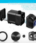 1600GPH Submersible Water Pump For Ponds And Aquariums With 100W Motor Easy Setup Waterfall Fountain Pump Kit components