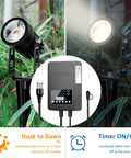 Dual Output 300W Low Voltage Landscape Transformer With Timer And Photocell Sensor Converts 120V AC To 12 And 14V AC Weatherproof