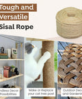 All Natural Brazilian Sisal Rope Hundred Percent Sisal Chemical Free Ultra Durable For DIY Projects Cats Scratching Posts