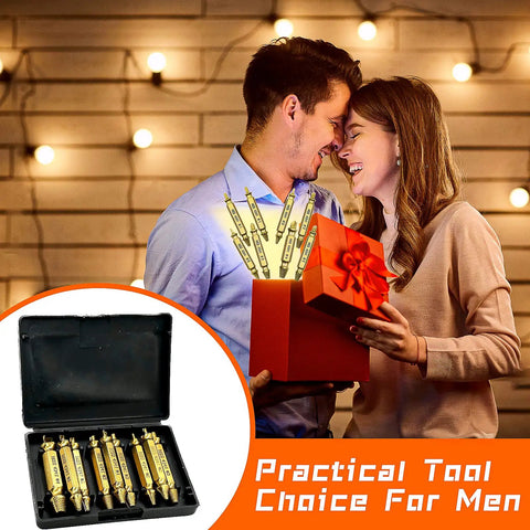 Nine Piece Damaged Screw Extractor Kit For Stripped And Broken Screws With HSS 4341 Titanium Coated Bits gift presentation
