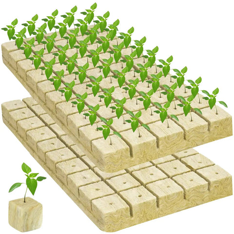 1 Inch Rockwool Seed Starter Cubes For Hydroponics 100 Planting Plugs In 2 Sheets For Germination Cuttings Cloning Propagation Aeroponics And Soilless Garden Growth In Indoor Or Tower Garden Setups