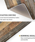 Wood Grain Dish Drying Mat For Kitchen Countertop 18x24 Inch Large Beast Absorbent Reversible Microfiber Pad with Hemming Design
