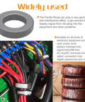 61mm Ferrite Toroid Core Pack For Ham Radio Gear, 2 Pieces, shown with wiring and applications, enhancing signal integrity.