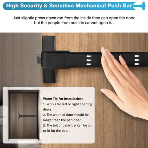 Stainless Steel Door Push Bar Panic Exit Device With Handle Lever Black 32 Inch Heavy Duty Panic Hardware for emergency doors