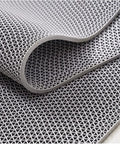 Closeup of gray 3x10 Ft 0.22 inch Commercial Drainage Mat with grippy non-slip PVC texture for wet areas like kitchens and patios.