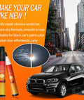 Black Car Scratch Repair Pen Kit 2 Pack, Quick Fix For Scratches And Paint Damage, displayed with black car and city backdrop