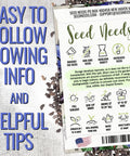 Borage Seeds For Planting Blue And White Star Flowers Non GMO Heirloom And Untreated Garden Seeds packet with sowing info.