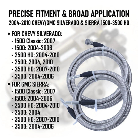 Ultimate Stainless Steel Fuel Line Kit Replaces Chevy And Gmc 819-846 Braided Hose Set For Quick Swap Fixing Rust Leaks And Ensuring Rock Solid Engine Performance Under Squeeze., stainless braided fuel lines for 2004-2010 Chevy GMC Silverado Sierra