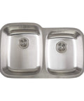 Top view of 18 Gauge Stainless Steel Undermount Double Bowl Kitchen Sink Satin Finish Built To Last With Heavy Duty Sound Guard