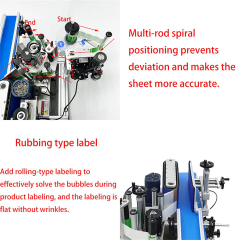 No Sweat High Speed Automatic Desktop Conveyor Round Bottle Label Applicator 110V With Photoelectric Sensor Plus Encoder Print for accurate sheet labeling.