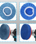12 Piece Buffing Bonnets Kit For 9 To 10 Inch Orbital Buffer Polisher showing soft blue microfiber bonnets for auto detailing