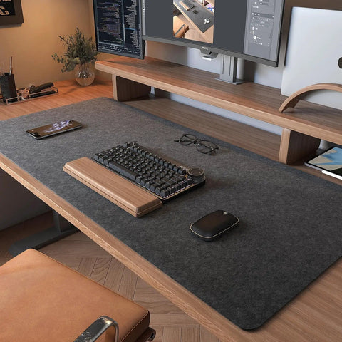 Massive 40x16 Inch Felt Desk Mat Non Slip Keyboard And Mouse Pad For Office Desk Protect Your Surface And Keep Your Gear In Place While You Type And Glide On Your Workstation
