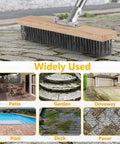 65 Inch Long Handle Deck Scrub Brush With Dense Stainless Steel Bristles For Moss Grime And Algae Removal on concrete