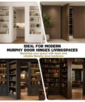 Hidden Door Pivot Hinge Heavy Duty Murphy Door Hardware With 580 Lbs Capacity Built To Handle Solid Wood Doors Sag Free For Secret Rooms And Fully Loaded Bookcases Invisible Design on bookcase doors
