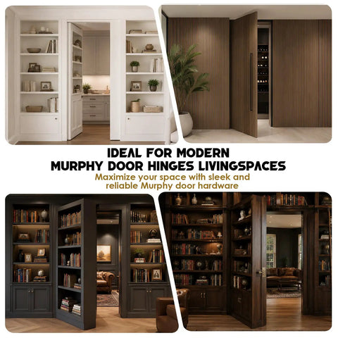 Hidden Door Pivot Hinge Heavy Duty Murphy Door Hardware With 580 Lbs Capacity Built To Handle Solid Wood Doors Sag Free For Secret Rooms And Fully Loaded Bookcases Invisible Design on bookcase doors