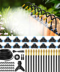 One Quarter Inch Drip Irrigation System Kit, 100 Feet Outdoor Garden Watering Sprinkler With Sixteen Adjustable Copper Nozzles shown