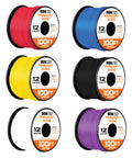 Six Color 12 Gauge Automotive Wire Bulk Kit 600 Ft Total On 100 Ft Reels Copper Clad Aluminum For Pro Grade Car Wiring Projects