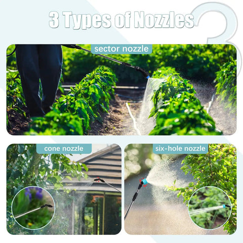 Battery Powered Garden Sprayer With USB Rechargeable Handle, Two Gallon Capacity, Three Mist Nozzles, Retractable Wand