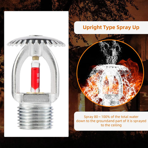 Six Pack Pro Grade Fire Sprinkler Heads One Half Inch Npt 155 Degrees Fahrenheit Upright Brass K80 Quick Response, upright design showing glass bulb.