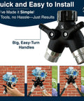 Heavy Duty Garden Hose Splitter 2 Way With Long Handle Dual Outlet Y Style Faucet Adapter No Leak For Outdoor Spigot Use Easy Grip Valves And Smooth Turn black 3/4 in