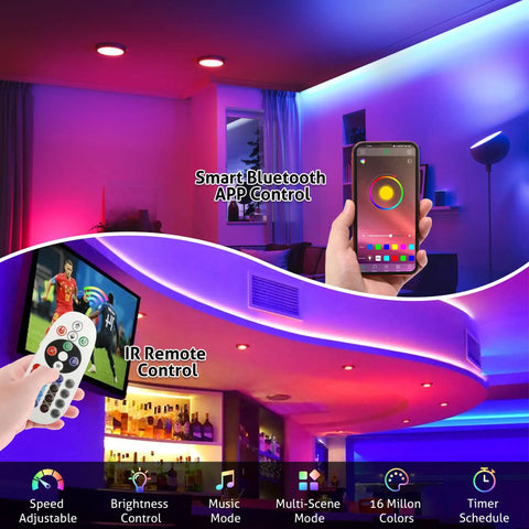 Storefront LED Lights With Bluetooth App Control, 80ft Long, 160pcs 5050 RGB LED Strip, Waterproof, Super Bright For Signs And Storefront Advertising Signage, Remote Or App Control, Music Sync, Scene Modes, Timer, Dimmable Brightness