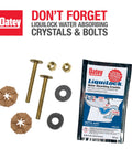 Oatey LiquiLock water absorbing crystals and bolts for toilet installation