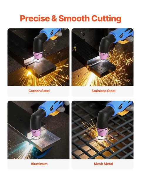 50A Non Touch Pilot Arc Plasma Cutter with Dual Voltage 110V 220V cutting carbon steel, stainless steel, aluminum, and mesh metal