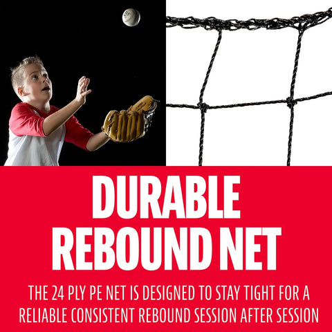 Multi Angle Baseball Pitch Return Net With Integrated Strike Zone 55 By 36 Inch Frame Practice Pop Flies Grounders And Line Drives Without A Catcher Improve Accuracy And Power For Backyard Training