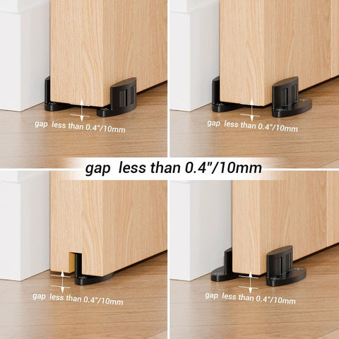 Sliding Barn Door Floor Guide With Adjustable Rollers, Double-Sided Bearing Design, Floor Mounted Black Finish installed