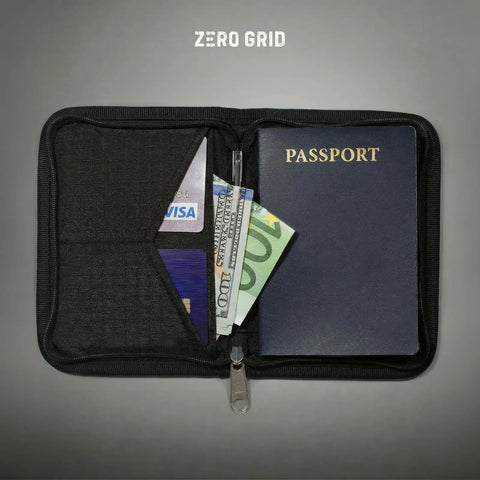Open RFID Blocking Passport Holder And Travel Wallet Zippered Compact Organizer For Men And Women Fits Passport Cards