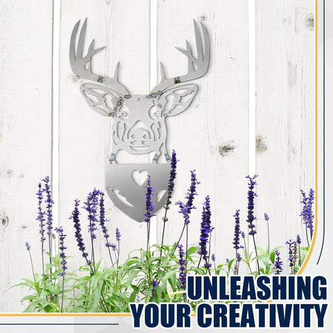 Welding Practice Kit For Beginners Metal Art Project with deer head sculpture in 201 carbon steel above lavender plants.