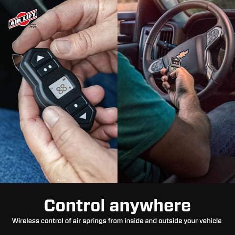 Hands using Wireless Onboard Air Compressor With EZ Mount Bluetooth App Control And LCD Presets Quick Battery Install Compact