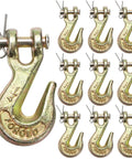 Ten Pack 1/4 Inch Clevis Grab Hook For 6mm Chain, G70 Forged Steel, Chromate Finish, Zinc Plated, Heavy Duty Trailer and Truck Use