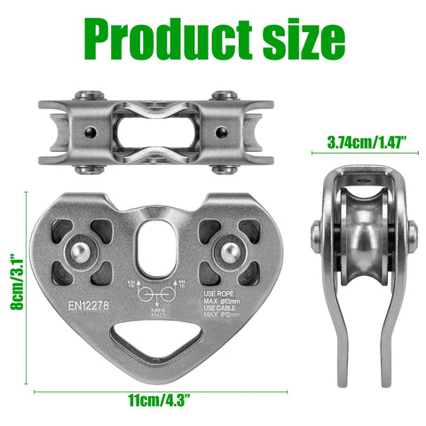 Double Zip Line Pulley Trolley With Tandem Dual Speed Pulleys 30kN 6700LBS Break Strength product size details