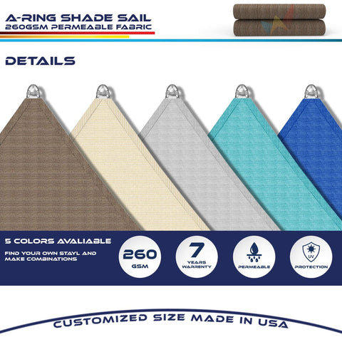 18 By 22 Ft Sun Shade Sail With A Ring Wire Rope, Rectangle Outdoor Shade Cover in five color options and ring detail