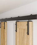 12Ft Box Rail Exterior Sliding Barn Door Hardware Kit Aluminum Alloy Wall Mount Built Tough Heavy Duty Track With Smooth Quiet Rollers