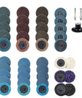 44 Piece 2 Inch Sanding Discs Set With Quick Change One Quarter Inch Holder For Die Grinder Includes Aluminum Oxide Nylon Nonwoven Flap Strip And Wool Discs