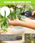 Using 8.5 Inch Bypass Pruning Shear For Easy Yard Work, Heavy Duty Garden Scissors With Labor-Saving Gear on plant stems.