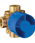 Three Way Diverter Rough In Valve With Inlet And Three Outlets ADA Compliant One Half Inch NPT CalGreen Ready StarLight Chrome Minimal