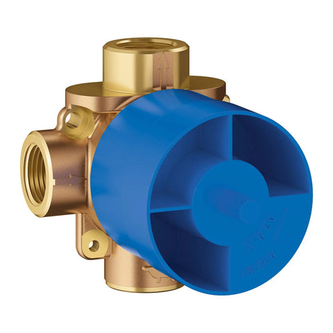 Three Way Diverter Rough In Valve With Inlet And Three Outlets ADA Compliant One Half Inch NPT CalGreen Ready StarLight Chrome Minimal