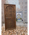 Custom Solid Wood Barn Door Hand Carved Rustic Moroccan Inspired Antique Style Interior Door 71 By 34 Inches No Glass