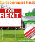 Double Sided For Rent Yard Sign Set With Metal Stakes 17 By 13 Inch Corrugated Plastic Real Estate Signs With Arrow Stickers Easy Setup