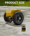Heavy Duty Panel Dolly With 700 Pound Load Capacity And Eight Inch Wheels, yellow steel construction, size dimensions shown.