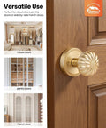 Satin Brass Dummy Door Knobs For Closet And Pantry, Vintage Non Turning Inactive Interior Door Handles, installed on wooden door