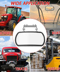 Rock Solid Magnetic Side Mirror For Tractors And Lawn Mowers With Slick Wide Angle Convex Glass And Knockout Vibration Free Install For Heavy Duty Grind Days displayed among tractors, trucks, boats, and forklifts.