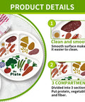 Sick 10 Inch Melamine Sectioned Plate For Portion Control And Keeping Calorie Intake In Check showing three compartments with food.