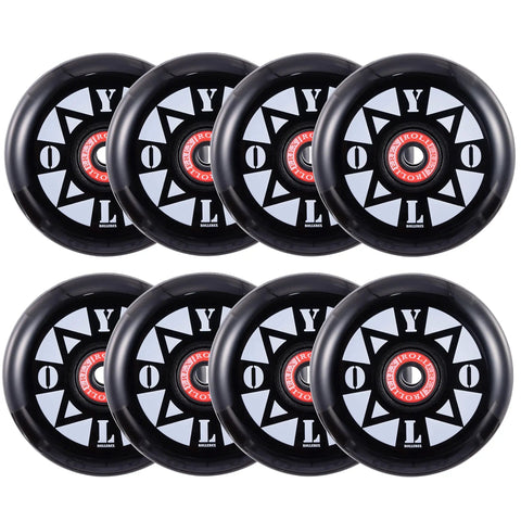 YOLO Inline Skate Wheels 80mm x 24mm 85A Urethane Durable Replacement For Indoor And Outdoor Skating, 8 Pack