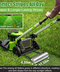 Heavy Duty Lawn Striping Kit For 21 Inch Push Mowers Compatible With LM2100 Series attached to mower, showing dimensions