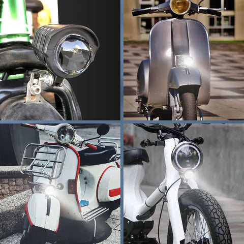 All In One Electric Bike Spotlight With Horn And Front Light, 12W LED Fog Light, Waterproof Front Lamp For Electric Scooters And Motorcycles, 36 To 60V Compatibility, 59 Inch Wire, Built In Speakers For Pedestrian Alerts And Safer Night Rides